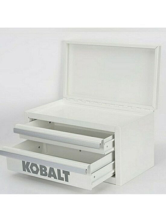 Kobalt Other - Kobalt Mini Tool Chest Make Up Organizer Craft Supplies White Metal Silv…